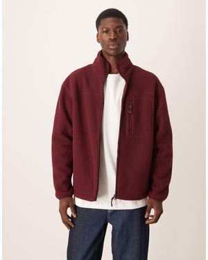 ARKET Fleece Pile Jacket With Two-Way Zip And Front Pocket - Red