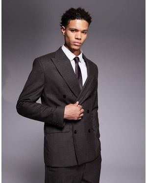 River Island Double Breasted Slim Suit - Grey