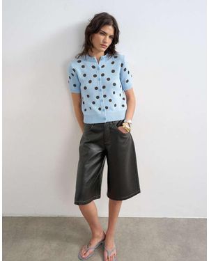 TOPSHOP Gebreid Vest Met Korte Mouwen En Stippen - Blauw