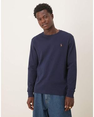 Polo Ralph Lauren Icon Logo Long Sleeve Pima Cotton T-Shirt Custom Fit - Blue
