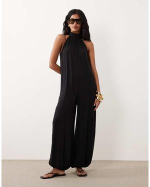 ASOS Halter Neck Jumpsuit With Tie Detail - Black