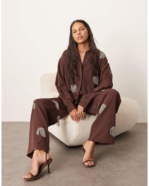 ARRANGE Chemise oversize d'ensemble ornée - Marron