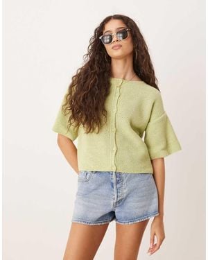ASOS Knitted Short Sleeve Cardigan - Green