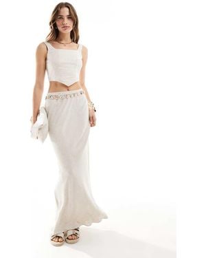 Miss Selfridge Linen Blend Bias Maxi Skit - White