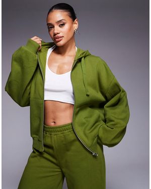 ASOS Co-ord Zip Through Hoodie With Balloon Sleeve - Green