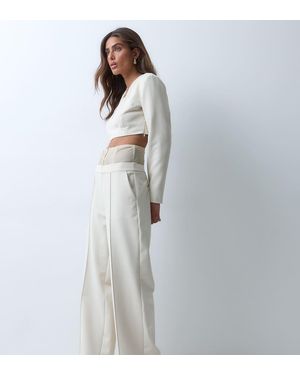 ASOS Asos X The Sourced Collection Broek Met Wijde Pijpen En Korsetdetail - Wit