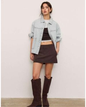 Stradivarius Denim Jacket With Pockets - Natural