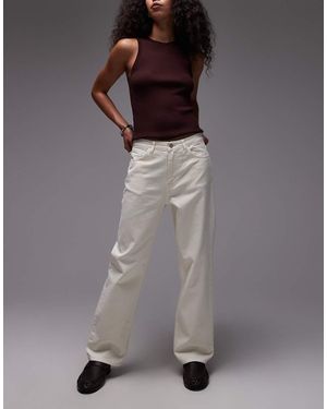 TOPSHOP Mid Rise Straight Leg Trouser - Grey
