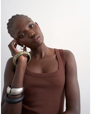 TOPSHOP Ribbed Scoop Neck Tank Top - Brown