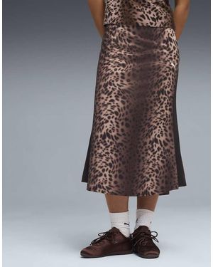 PUMA T7 Leo Luxe Track Midi Skirt - Black