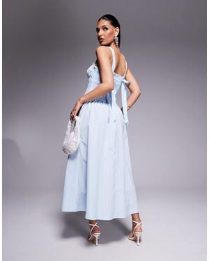 River Island – gesmoktes midikleid - Grau