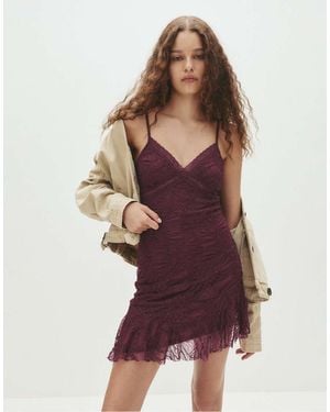 Pull&Bear Short Lace Asymmetric Dress - Brown