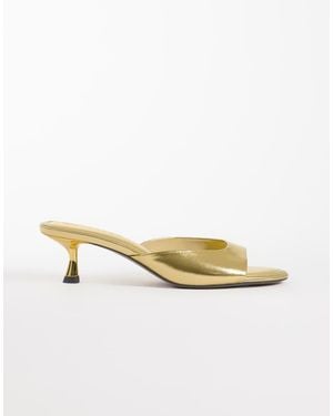 ASOS Wide Fit High-Five Kitten Heel Mules - Metallic