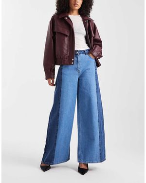 ASOS Vaqueros De Pernera Ancha Con Panel En Contraste De - Azul