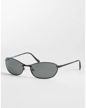 Weekday Rimless Oval Sunglasses - Black