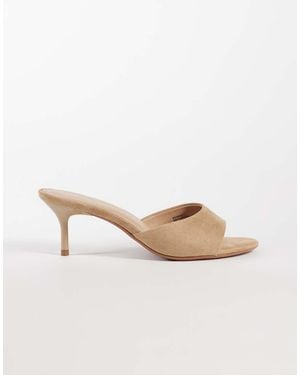 River Island Suedette Mule Heeled Sandals - Natural