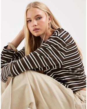 ASOS Long Sleeve Boxy Cropped T-shirt - Brown