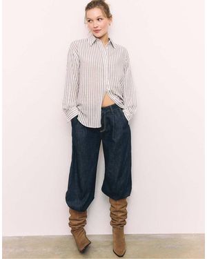 Stradivarius Linen-Effect Shirt - Blue