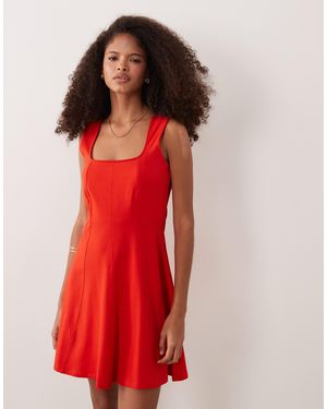 ASOS Square Neck Seam Detailing Mini Dress - Red