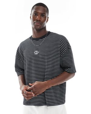 ASOS Boxy Dropped Shoulder Striped T-shirt - Blue