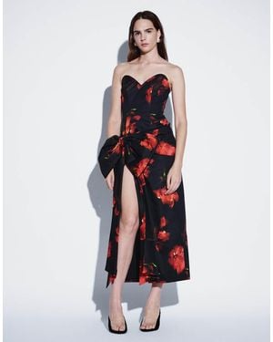 ASOS Premium Maxijurk Met Bandeau, Strik Aan De Voorkant En Bloemenprint - Wit
