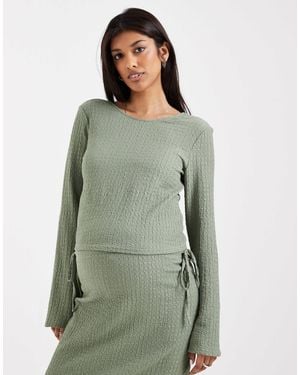 Mama.licious Mamalicious Maternity Textured Jersey Bell Sleeve Top Co-Ord - Green