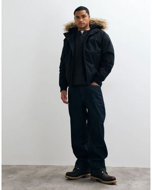 Hollister Oversized Bomber Jacket With Fur Trim Hood - Blue