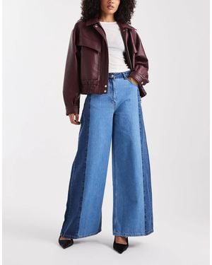 ASOS Contrast Panel Wide Leg Jeans - Blue