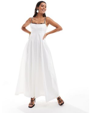 Abercrombie & Fitch Maxi Jurk Van Kant Met Verlaagde Taille - Wit