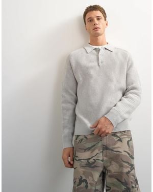 TOPMAN Classic Fit Knit Polo Shirt - Gray