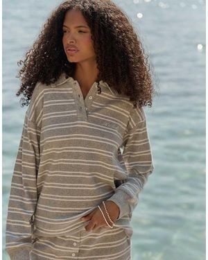 4th & Reckless Collared Ribbed Rugby Top Co-Ord - Brown