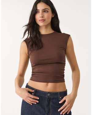Stradivarius T-shirt ajusté à fronces - Marron