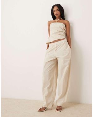 Mango Elasticated Waist Paperbag Trouser Co-ord - White