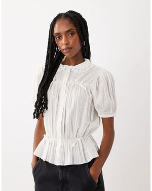 Miss Selfridge Bow Detail Pea Blouse - White