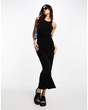 Stradivarius Rib Tank Midi Dress - Black