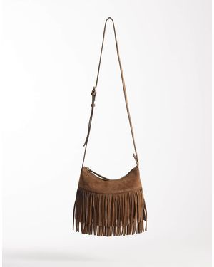 Accessorize Sarch Fringe Crossbody Bag - Natural