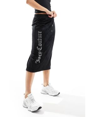 Juicy Couture Falda Midi Negra Con Logo De Velour De - Negro