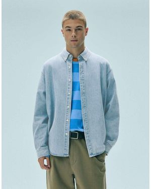 Pull&Bear Long Sleeve Denim Shirt - Blue