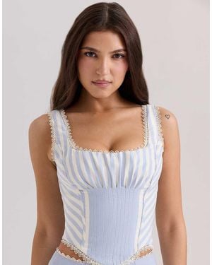 House Of Cb Petra Striped Corset Top - Blue