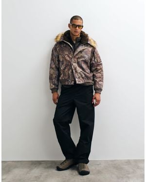 Obey N-2b camouflage-short-parka-jacke mit faux-fur-kapuze - Mehrfarbig
