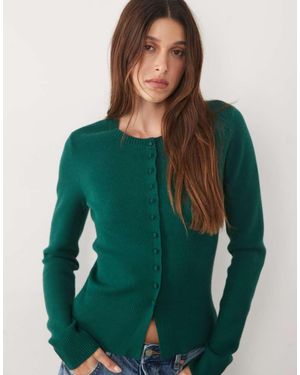 Threadbare Crew Neck Cardigan With Cinched Waist - Green