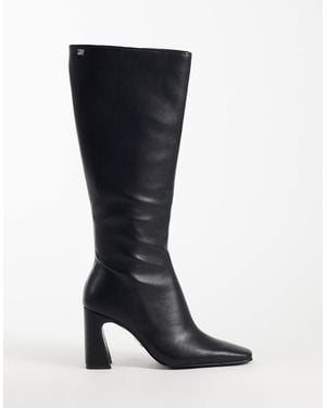 Steve Madden Flares-H Block Heeled Pointed Toe Knee Boots - Black