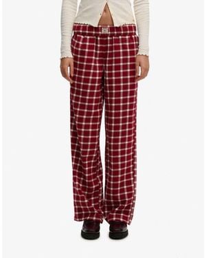 Superdry Cotton Check Elastic Trousers - Red