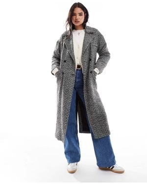 Wednesday's Girl Tailored Oversized Herringbone Coat - Blue