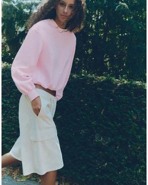Pull&Bear Sweat-shirt court à col rond - Bleu