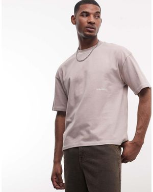 Faded Store Camiseta Marrón Rosado Con Logo De