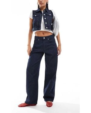 Pull&Bear Striped Barrel Fit Jean Co-ord - Blue