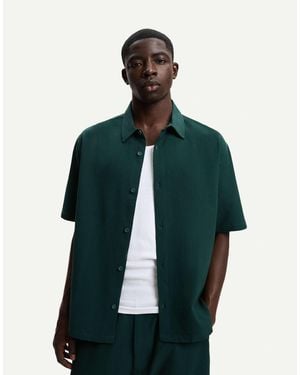 Bershka Chemise plissée à manches courtes - Vert