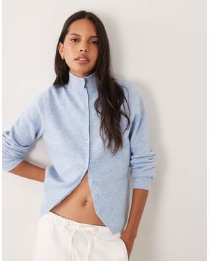 ASOS Funnel Neck Mini Button Cardigan - Blue