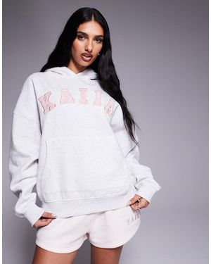 Kaiia Embroidered Logo Oversized Hoodie - Purple